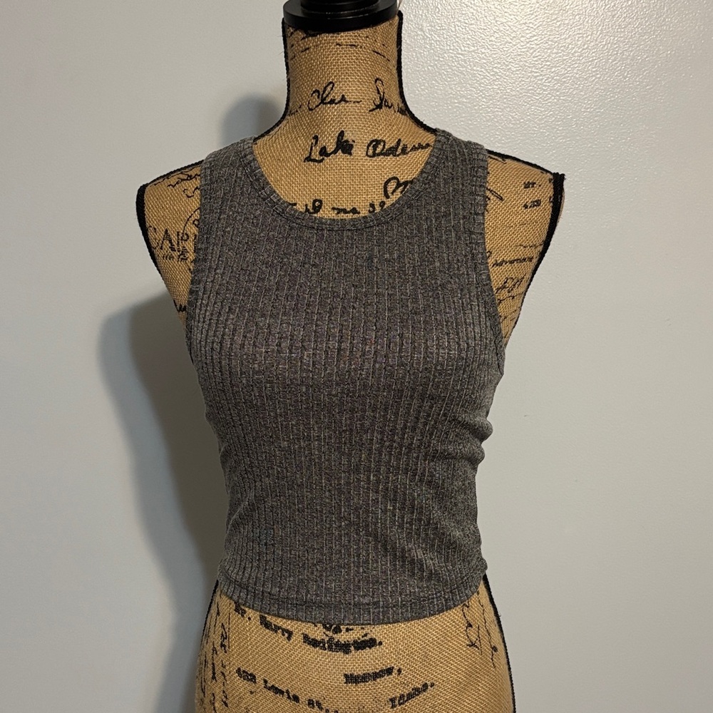 Bozzolo Charcoal Ribbed Tank Top